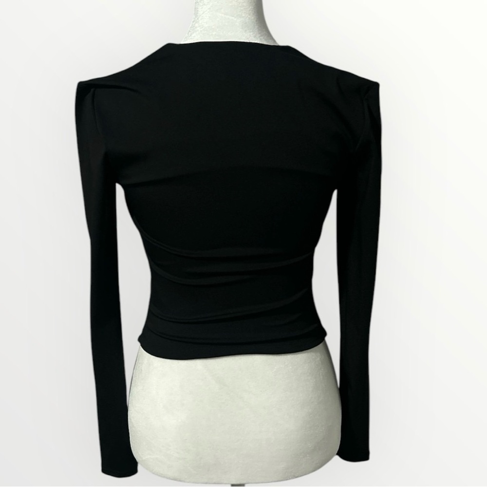 Express Body Contour High Compression Square Neck Long Sleeve Tee - Picture 2 of 4